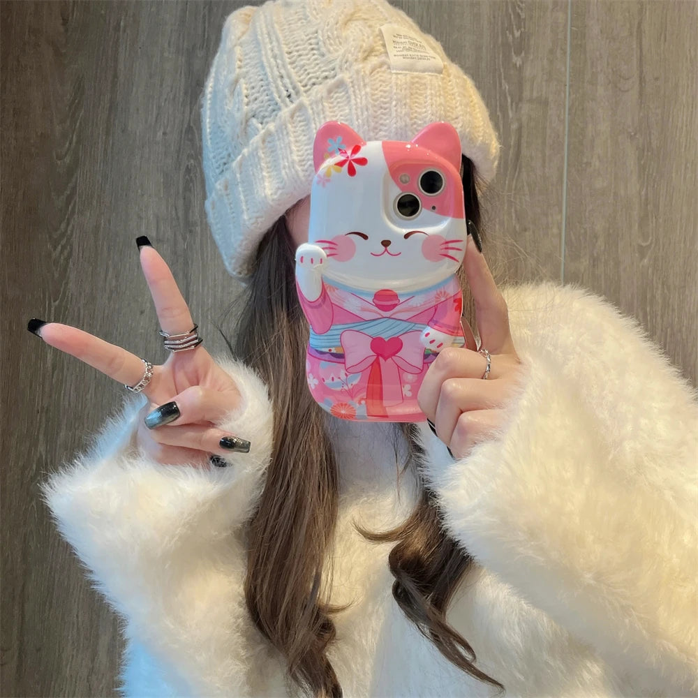 Kawaii Kimono Cat iPhone Case