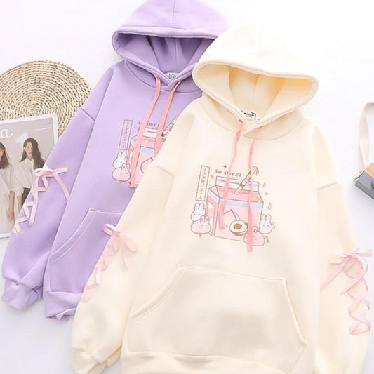 Kawaii Peach Milk Bunnies Hoodies