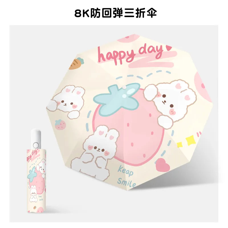 Kawaii Strawberry Bear Umbrella