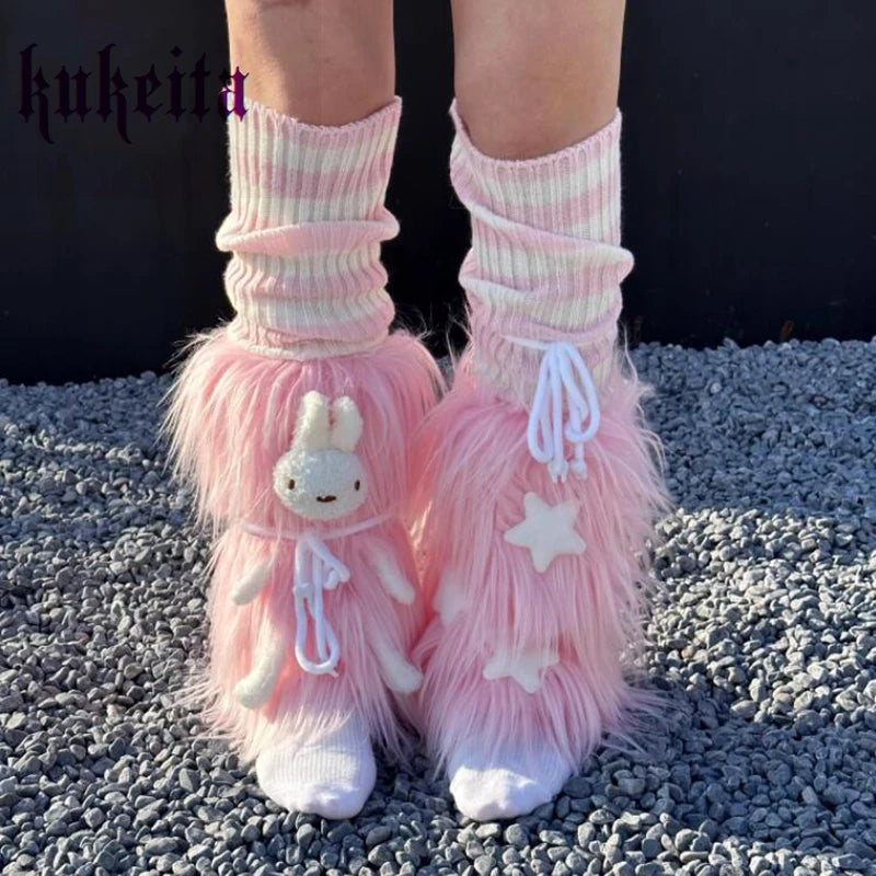 Harajuku Furry Bunny Leg Warmers – Kore Kawaii Harajuku Furry Bunny Leg Warmers – Kore Kawaii