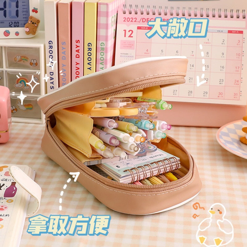 Cute Brown Transparent Pencil Case
