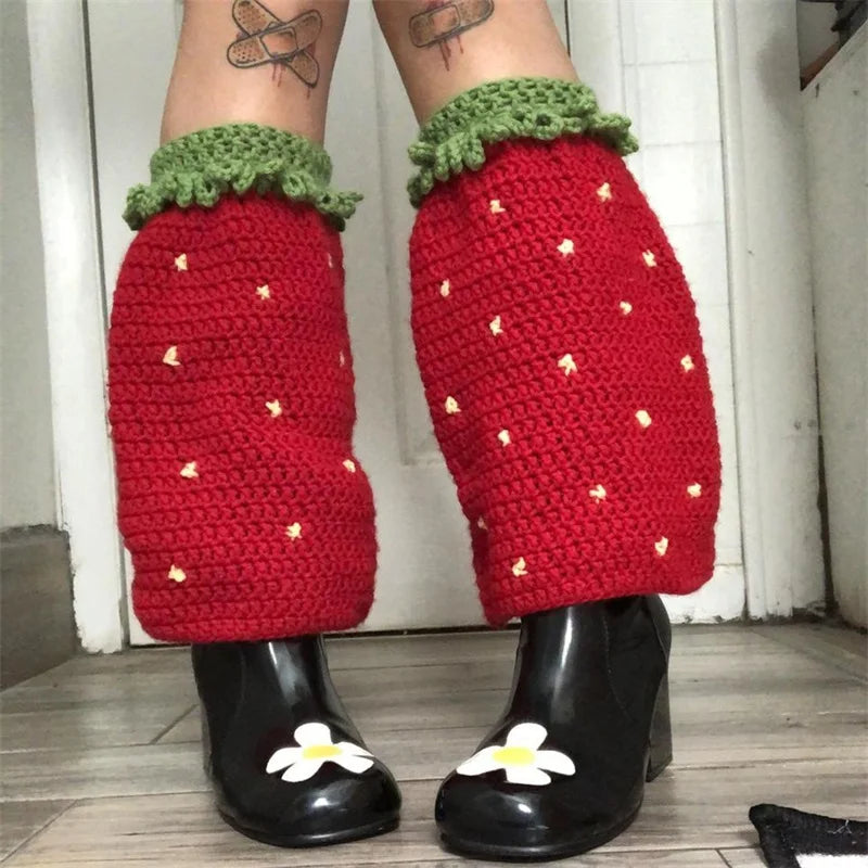 Strawberry Knit Leg Warmers