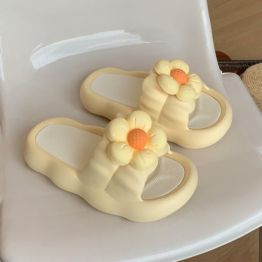 Kawaii Yellow Comfy Flower Slippers