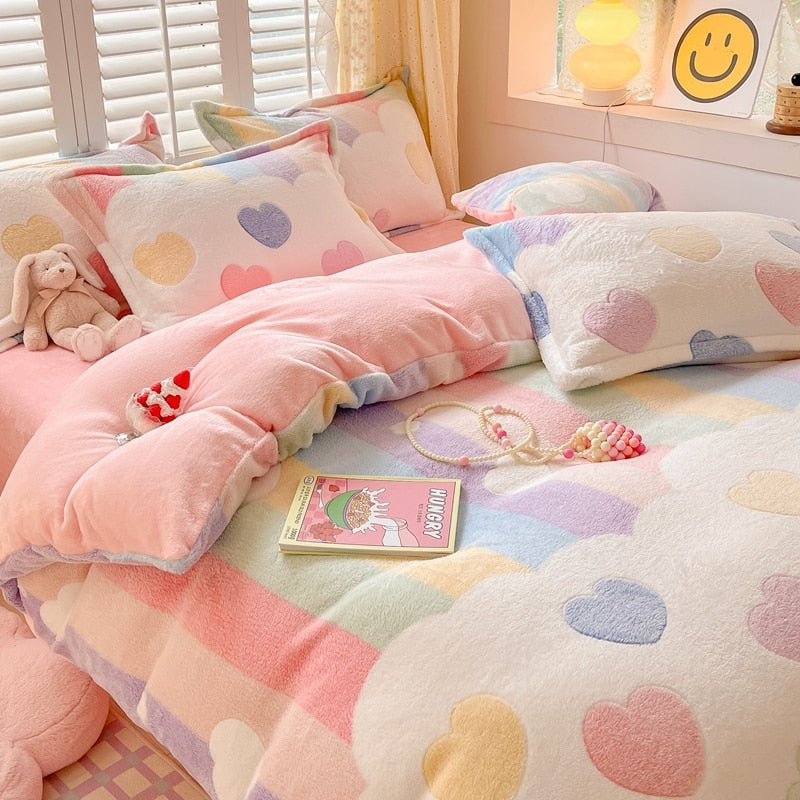 Kawaii Winter Flannel Duvet Cover