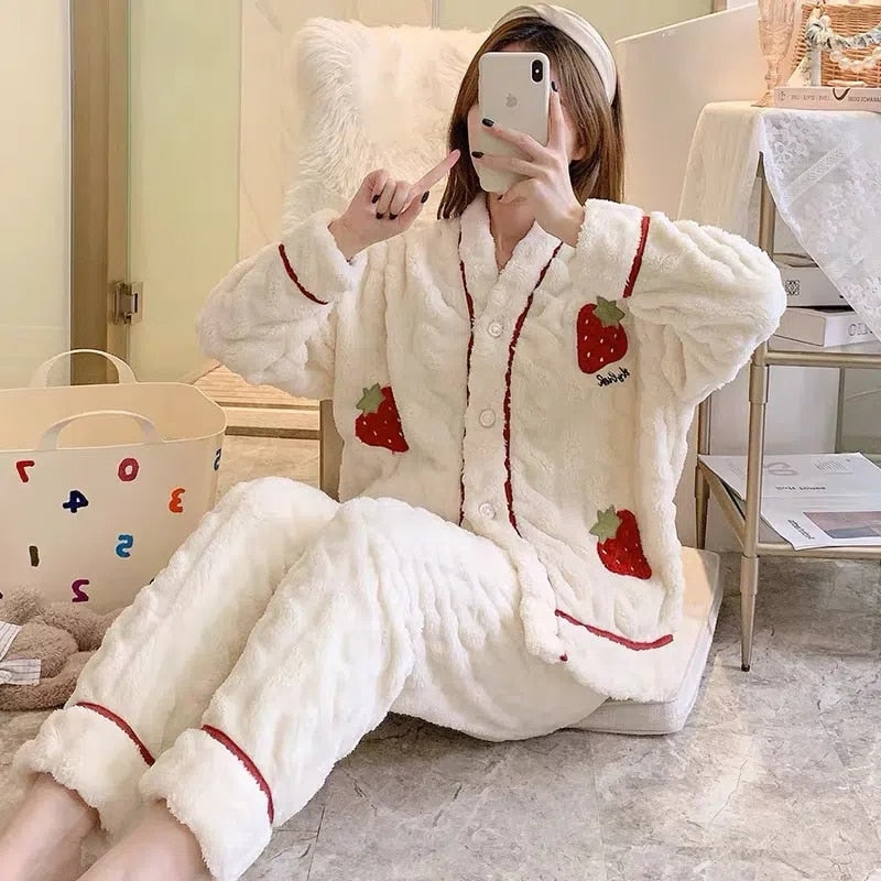 Kawaii Strawberry Winter Pajamas