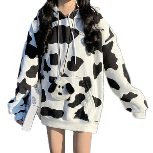 Cute Cow Pattern Print Hoodie