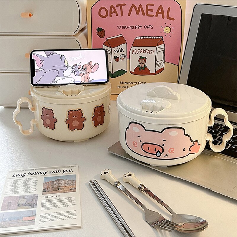 Teddy Bear Ramen Bown With Lid