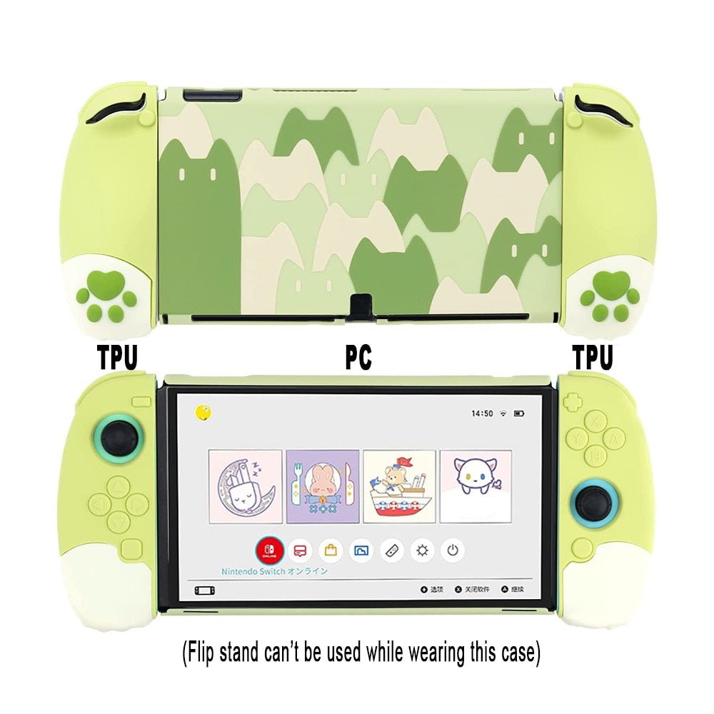 Kawaii Cat Paw Nintendo Switch Case in Green