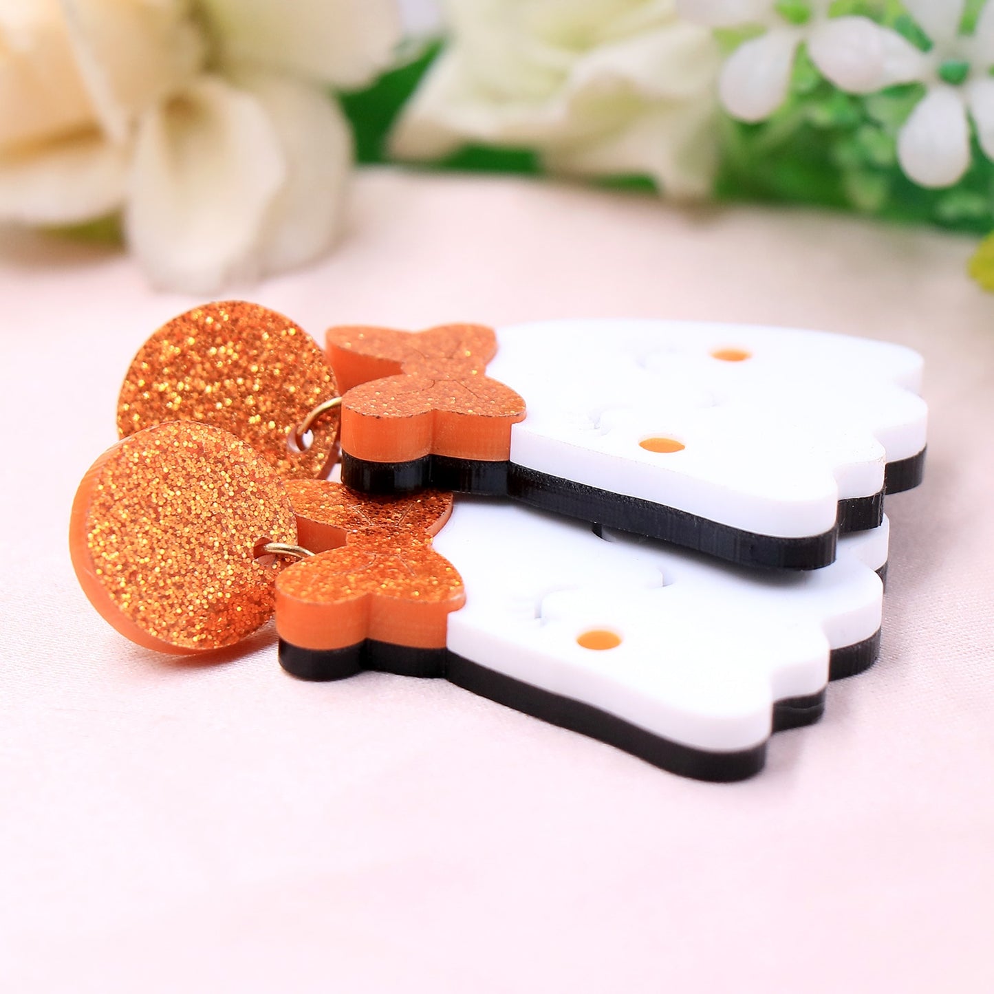 Kawaii Halloween Ghost Earrings Side View