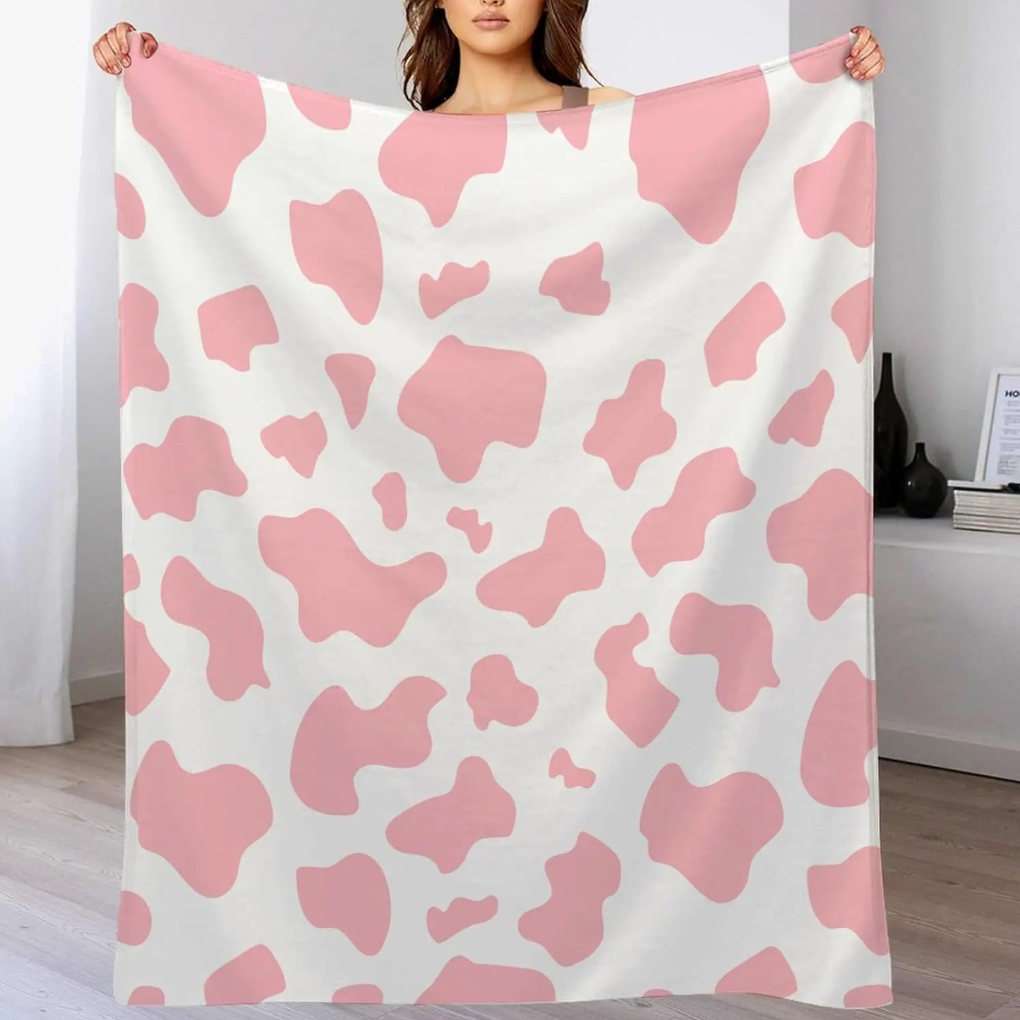 Kawaii Cow Print Flannel Blanket
