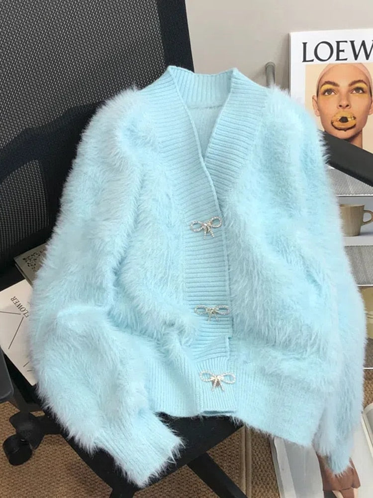 Kawaii Soft Elegant Cardigan in Blue