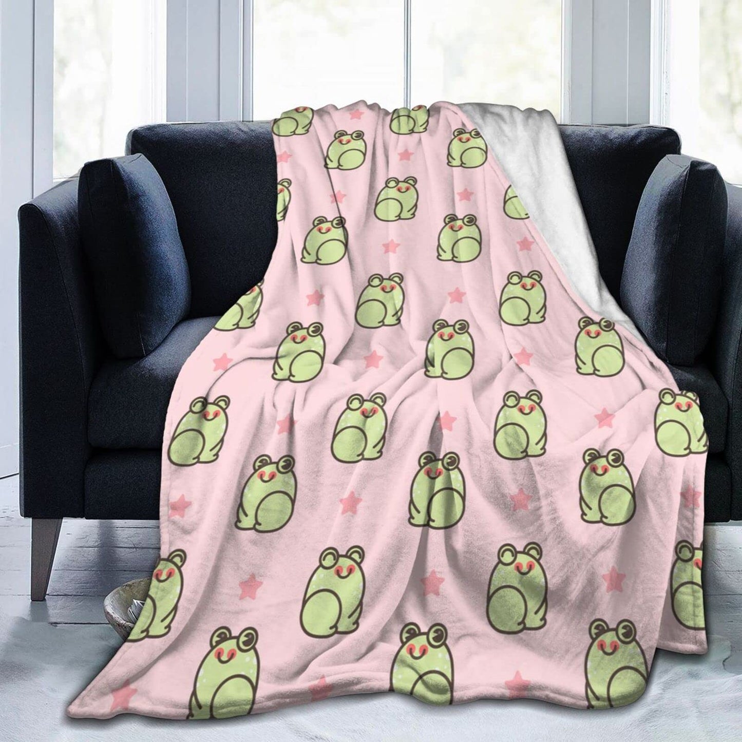 Kawaii Flannel Frog Blanket
