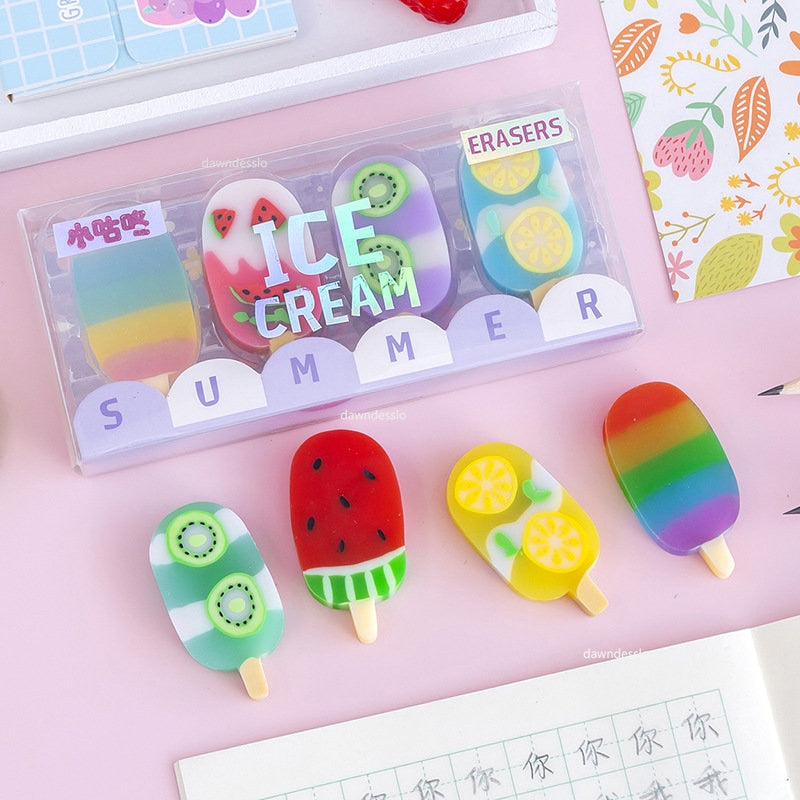 Kawaii Ice Cream Rubber Erasers