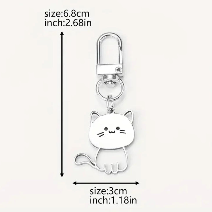 Silvery Cat Kawaii Keychain