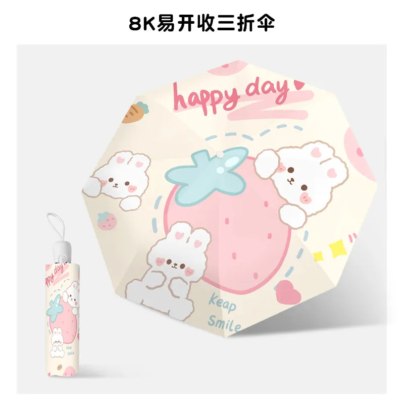 Kawaii Strawberry Bear Umbrella