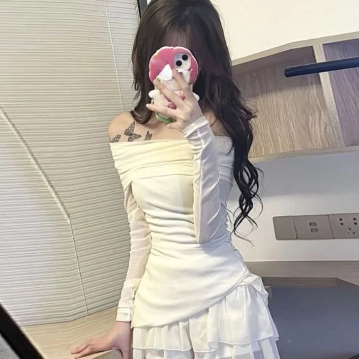 White Off Shoulder Shirt & Skirt White Off Shoulder Shirt & Skirt