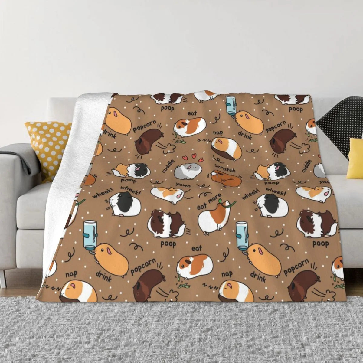 Kawaii Guinea Pig Throw Blanket