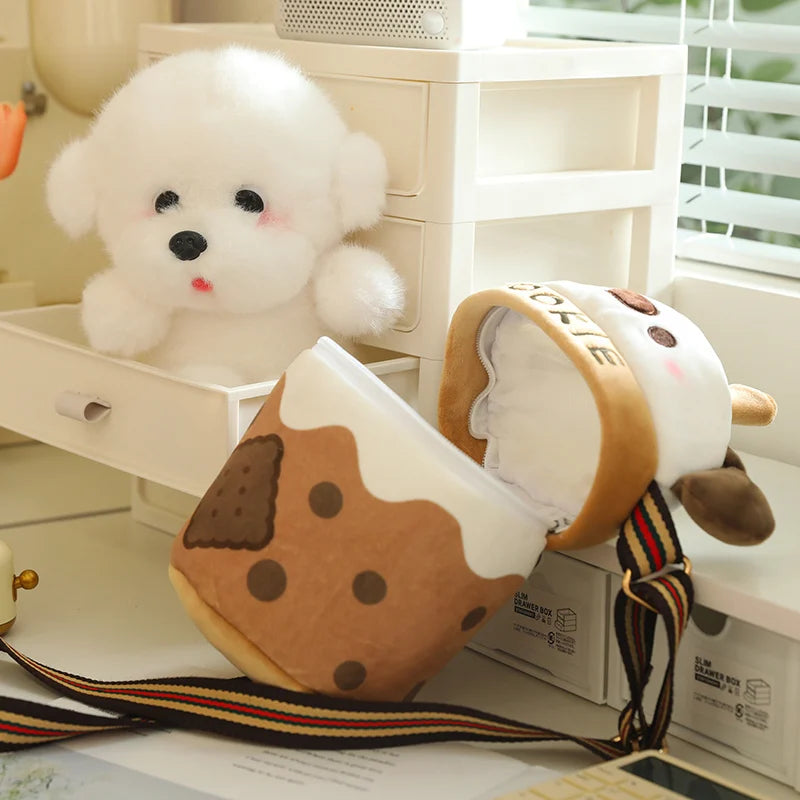 Kawaii Surprise Puppy Drink Plushie Bag