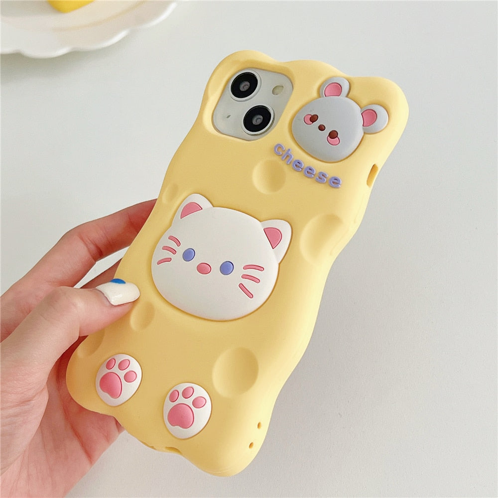 Kawaii Cheese Cat & Mouse iPhone Cover