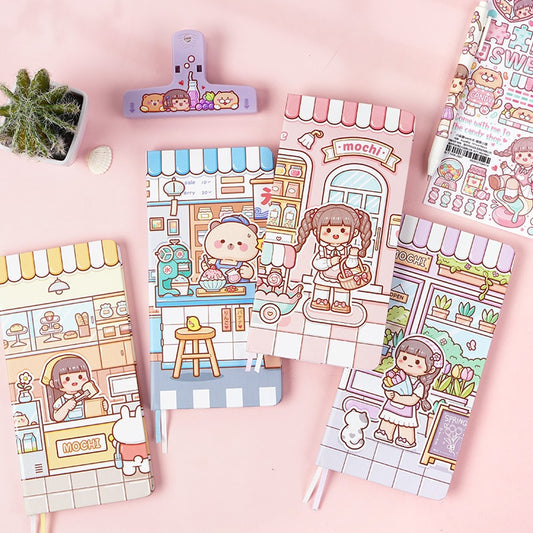 Kawaii Blue Grid Paper Notebooks