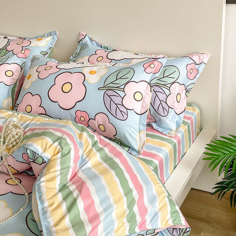 Kawaii Flower Bunny Duvet Cover