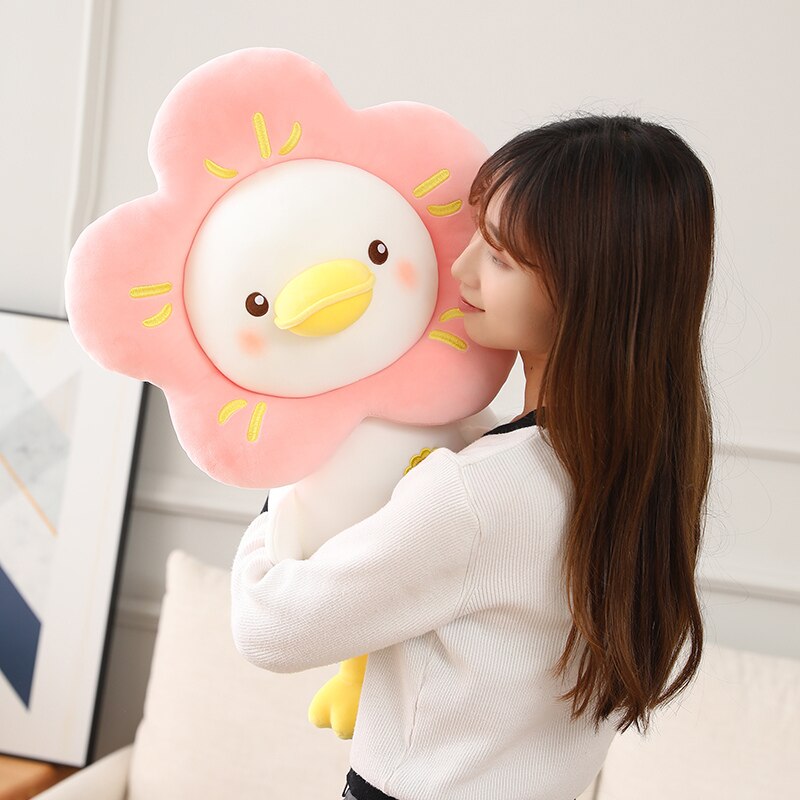 Kawaii Pink Flower Duck Plushie
