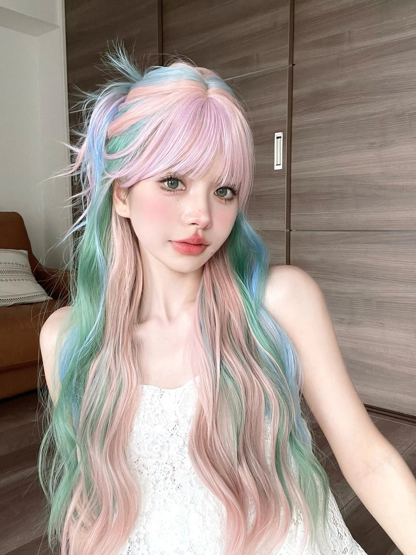 Iridescent Rainbow Synthetic Wig