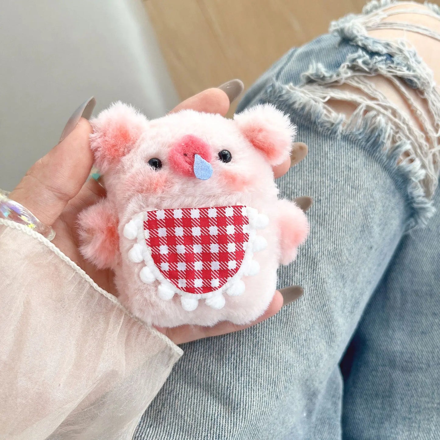 Kawaii Plush Pig AirPods Case