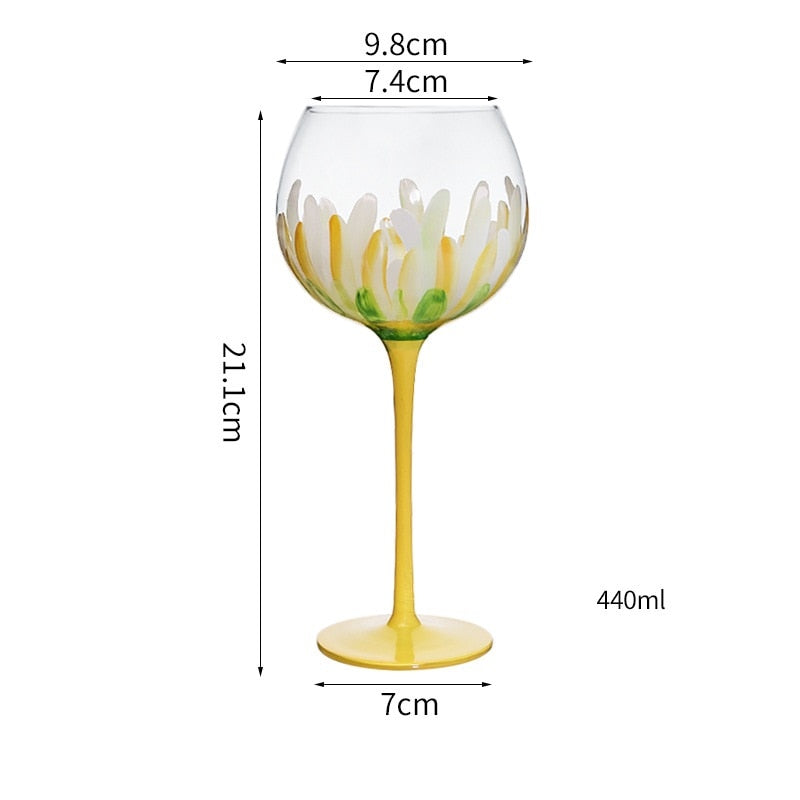 Kawaii Hand Painted Flower Glass Stemware