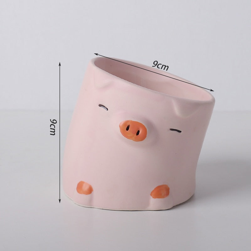 Kawaii Crooked Pig Planter