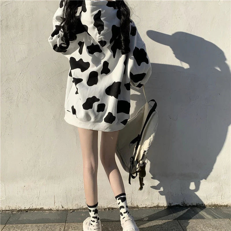 Cute Cow Pattern Print Hoodie