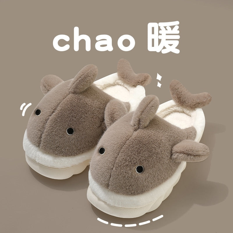 Kawaii Fluffy Shark Slippers