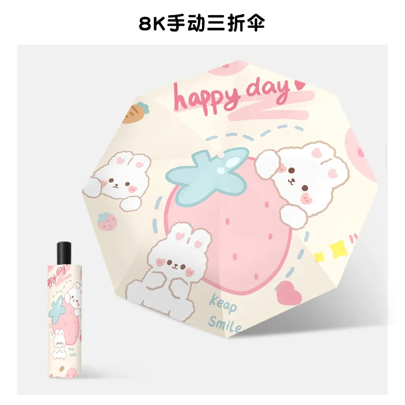 Kawaii Strawberry Bear Umbrella