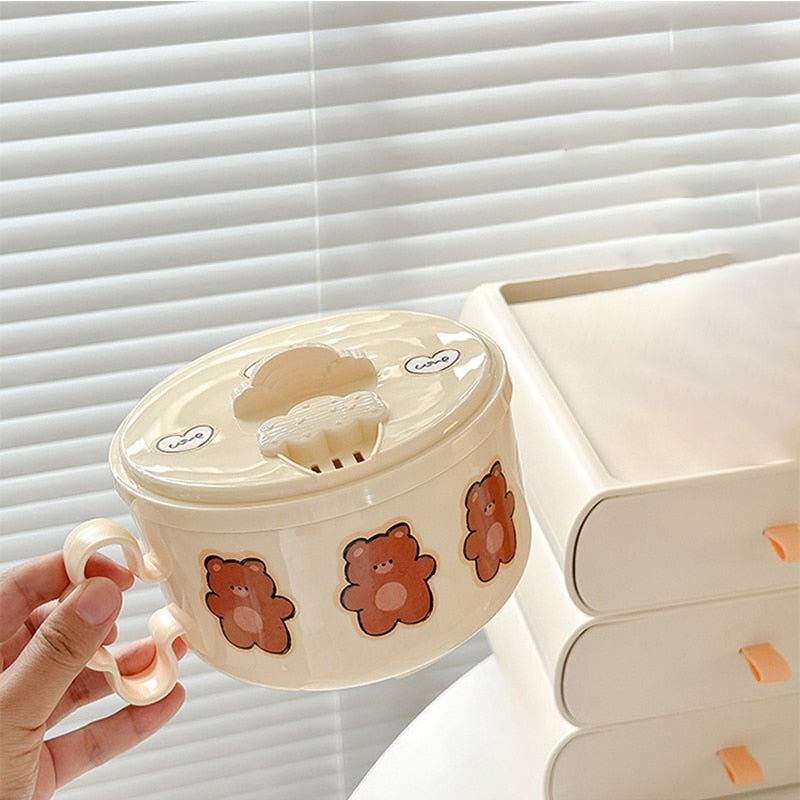 Teddy Bear Ramen Bown With Lid