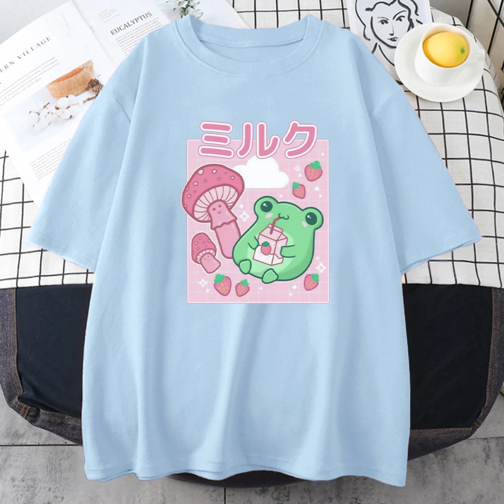Kawaii Strawberry Mushroom Frog T-Shirt