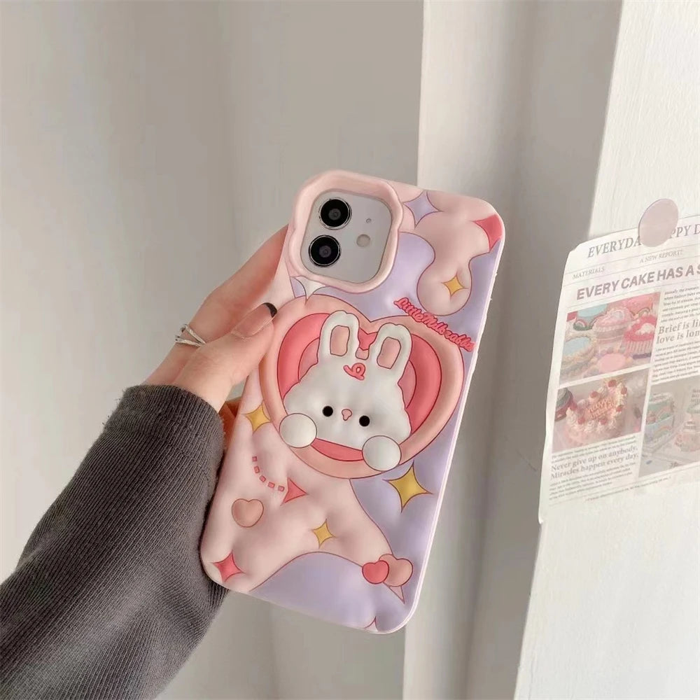 Kawaii Pink Heart Bunny iPhone Case