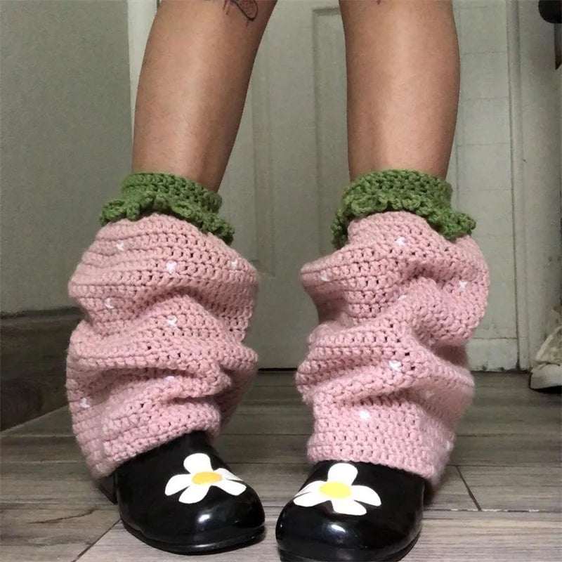 Strawberry Knit Leg Warmers