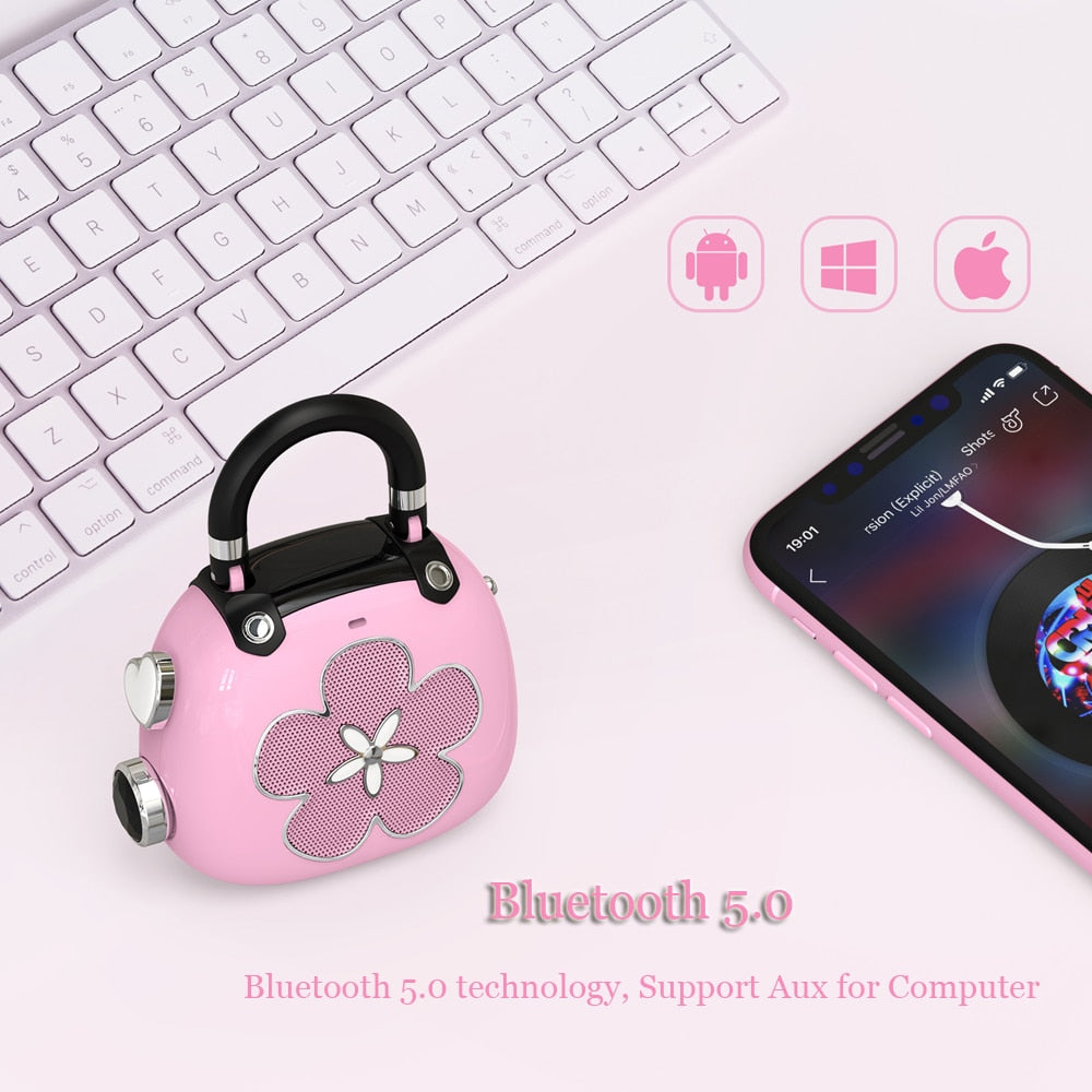 Kawaii Sakura Mini Bluetooth Speaker in Pink