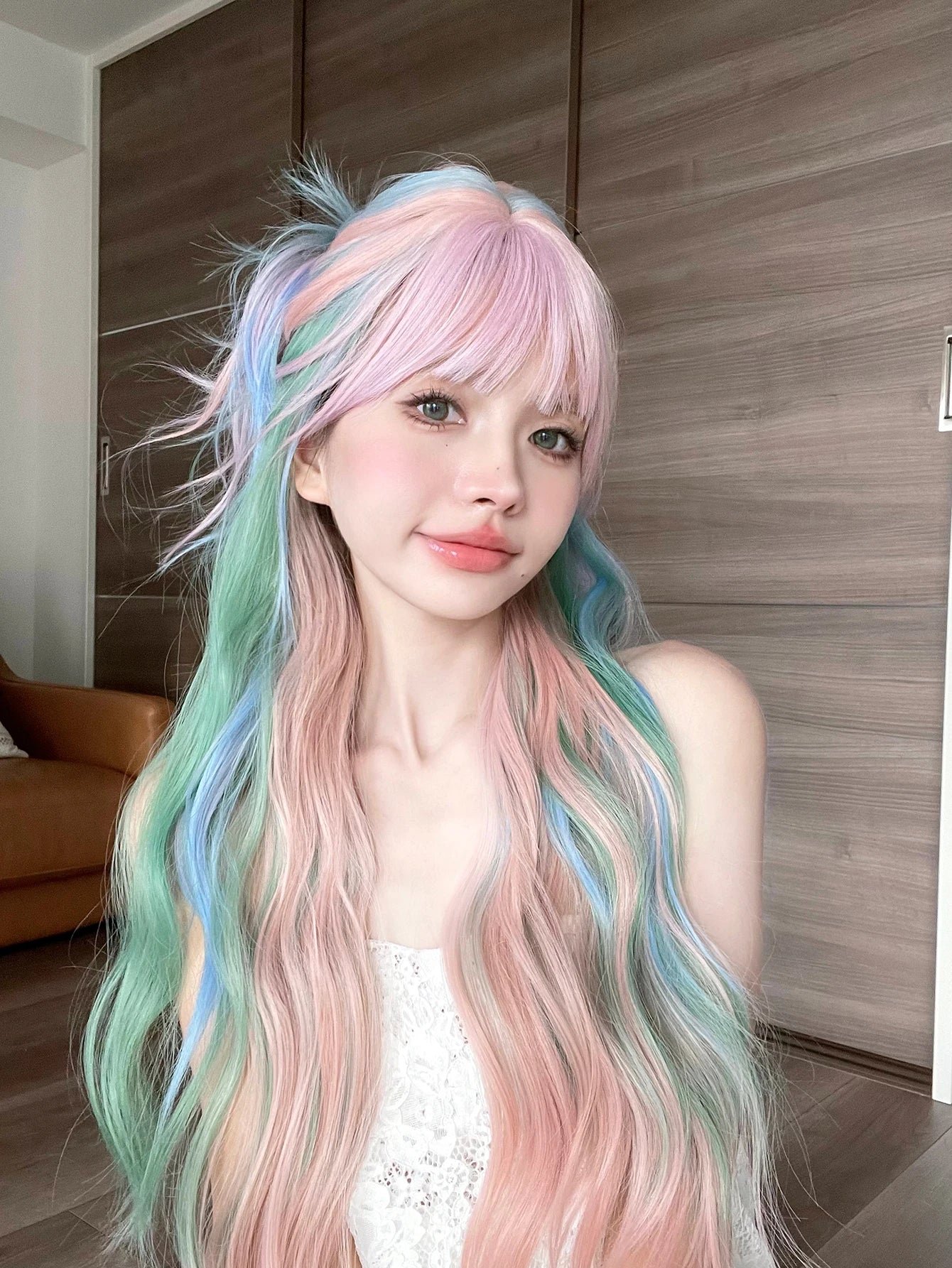 Iridescent Rainbow Synthetic Wig