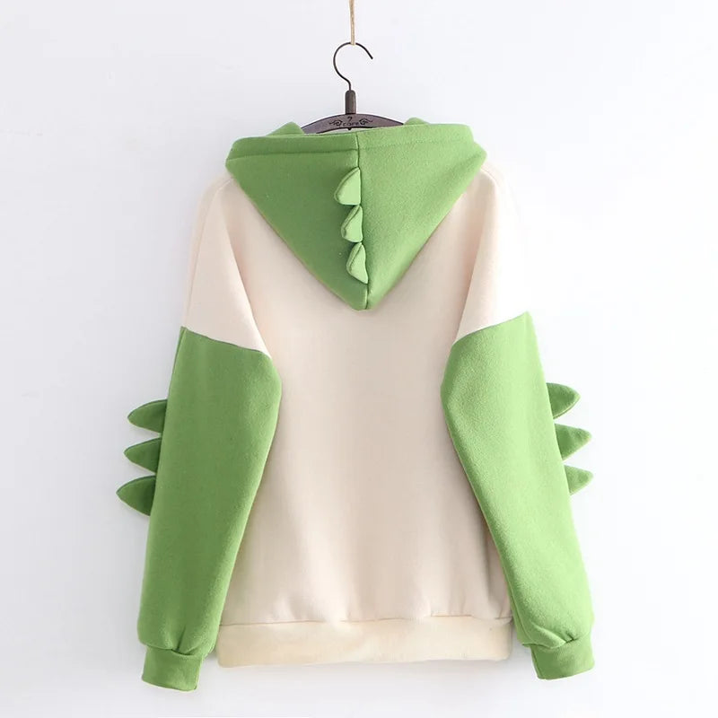 Kawaii Dinosaur Hoodie in Green