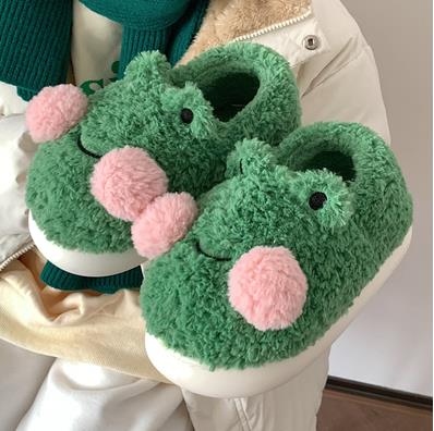 Kawaii Plush Frog House Slippers