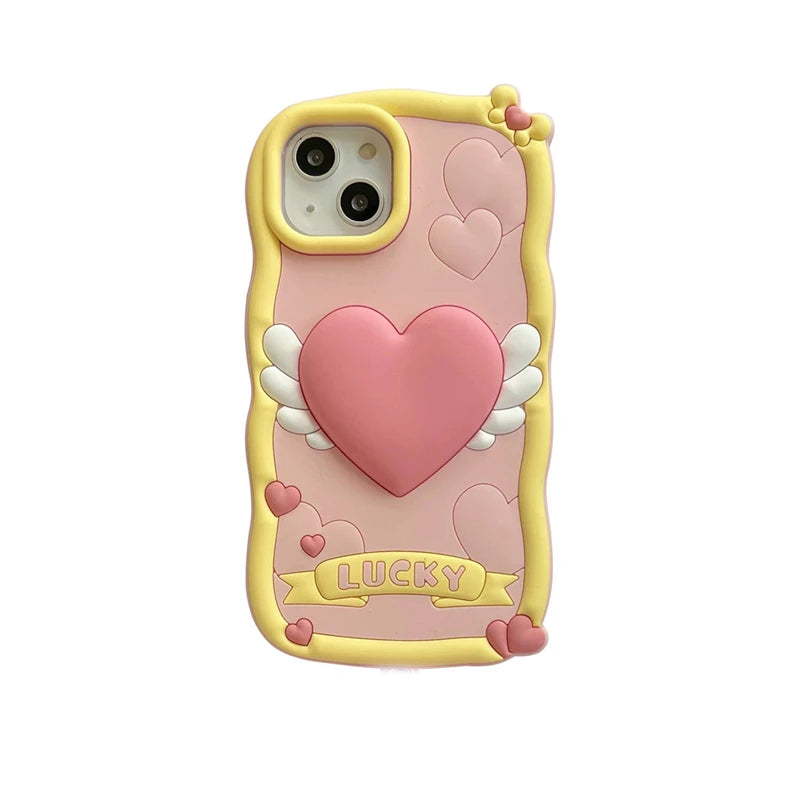 Kawaii Heart Wings iPhone Case