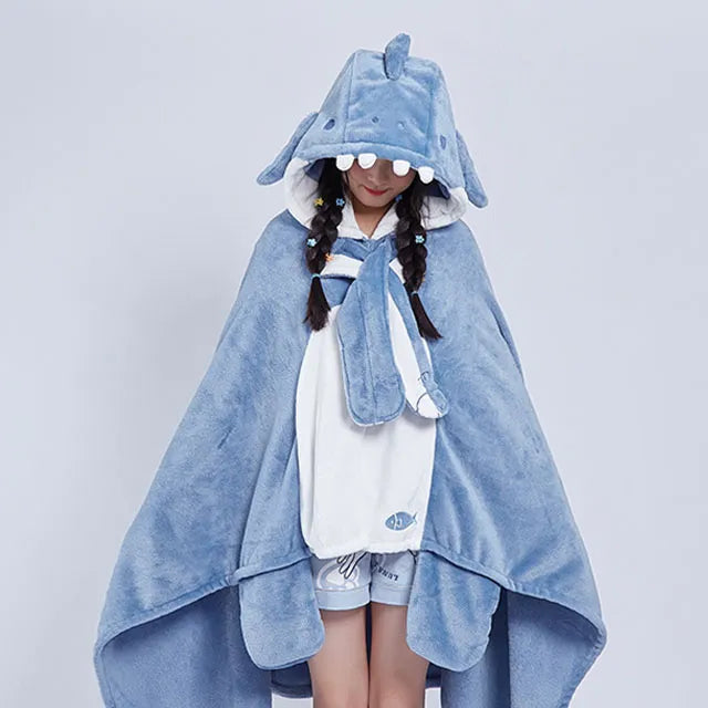 Cute Shark Blanket Hoodie Cloak Kore Kawaii