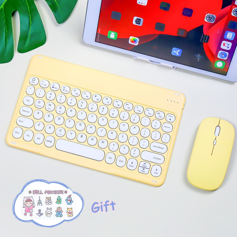 Kawaii Pastel Yellow Wireless iPad Keyboard & Mouse