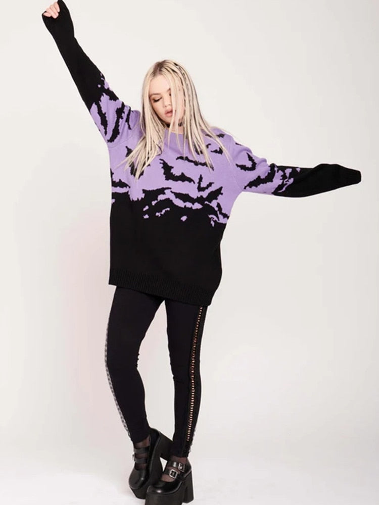 Spooky Bats Purple Sweater