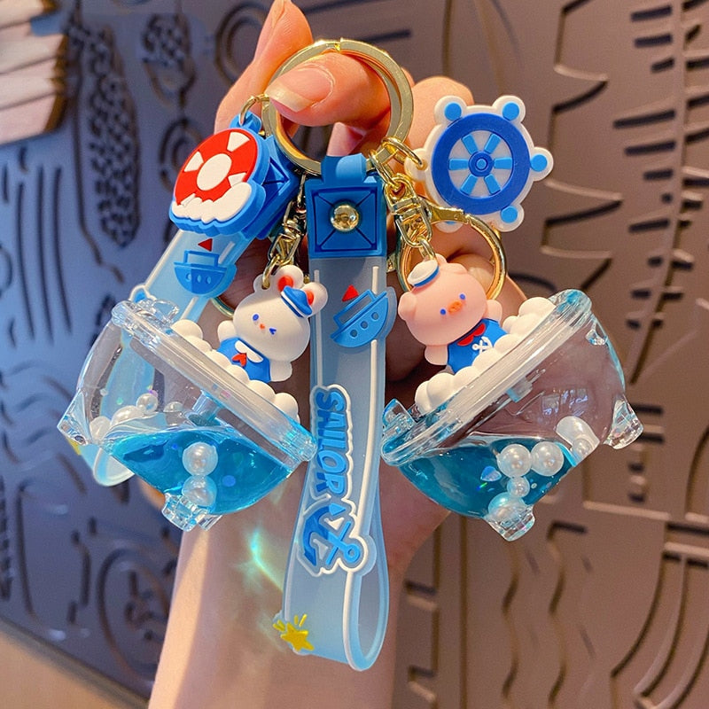 Kawaii Sailor Bunny & Bear Keychains