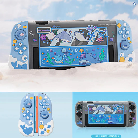 Kawaii Nintendo Switch case with shark theme