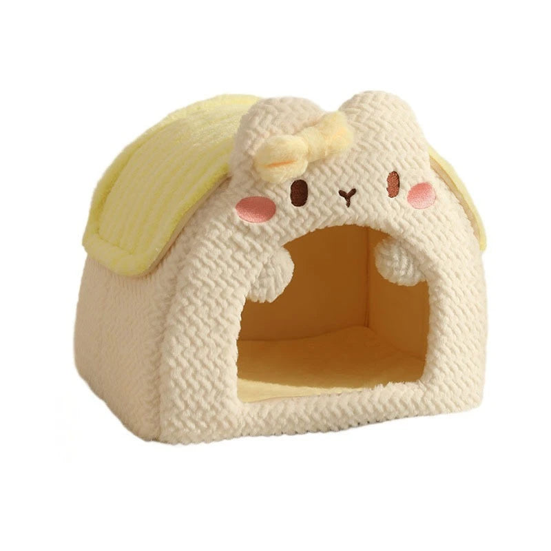 Cute pet house with ears and face on a white background