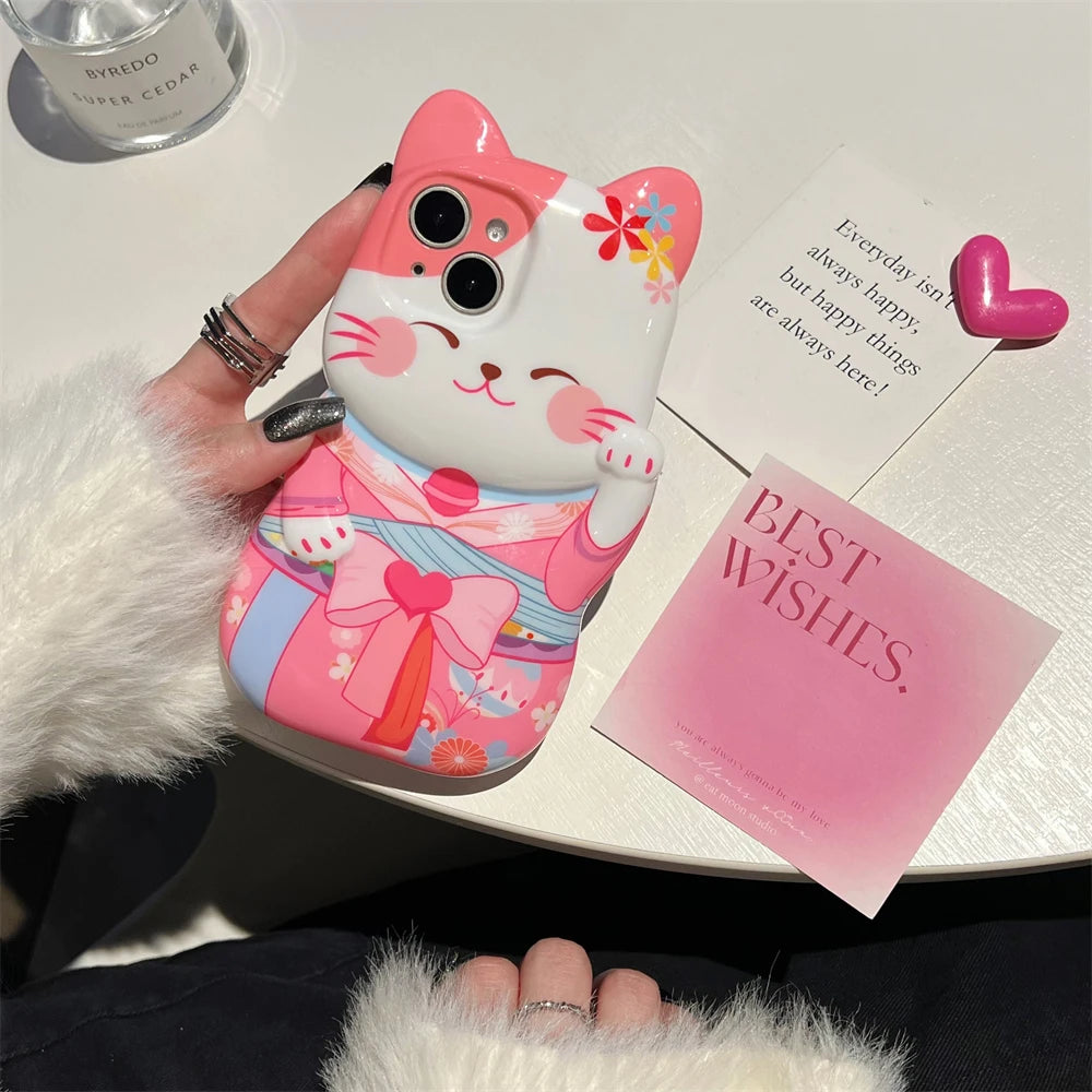 Kawaii Kimono Cat iPhone Case