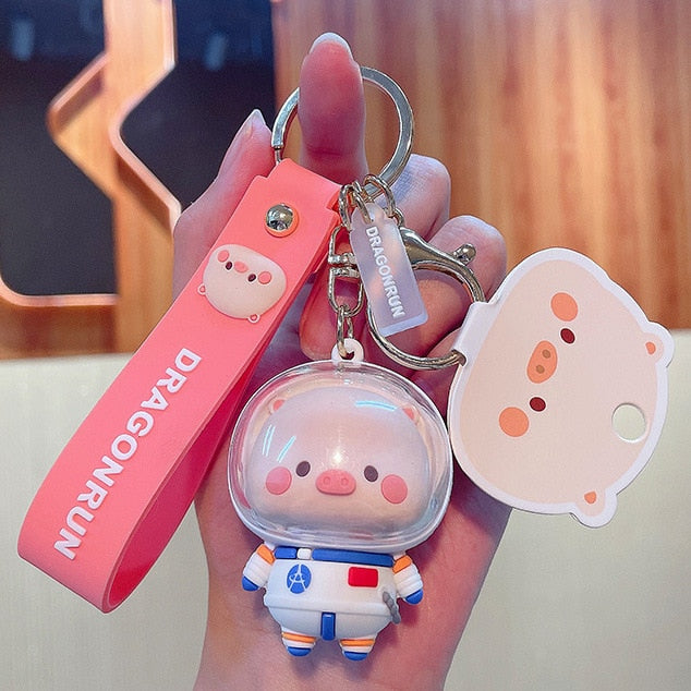 Kawaii Astro Pig Keychain